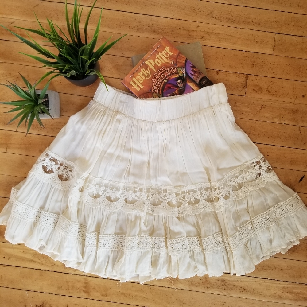 F21 lace flounce skater skirt